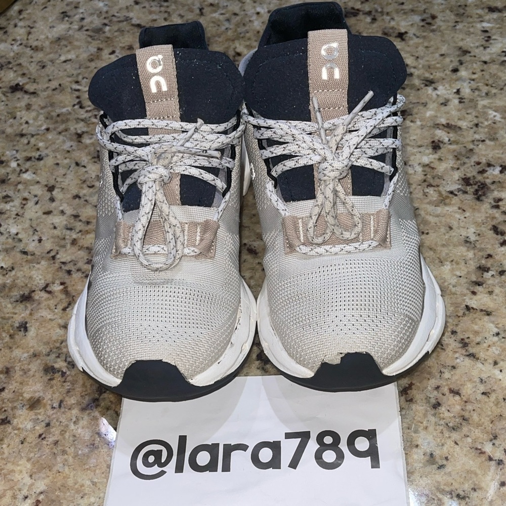 On Running Women's Beige and Black Athletic Sneakers